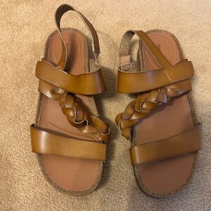 BareTraps Brown Leather Slingback Sandals